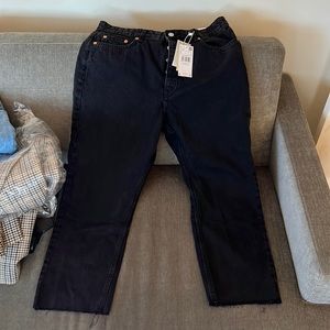 Black mango jeans, cropped straight leg